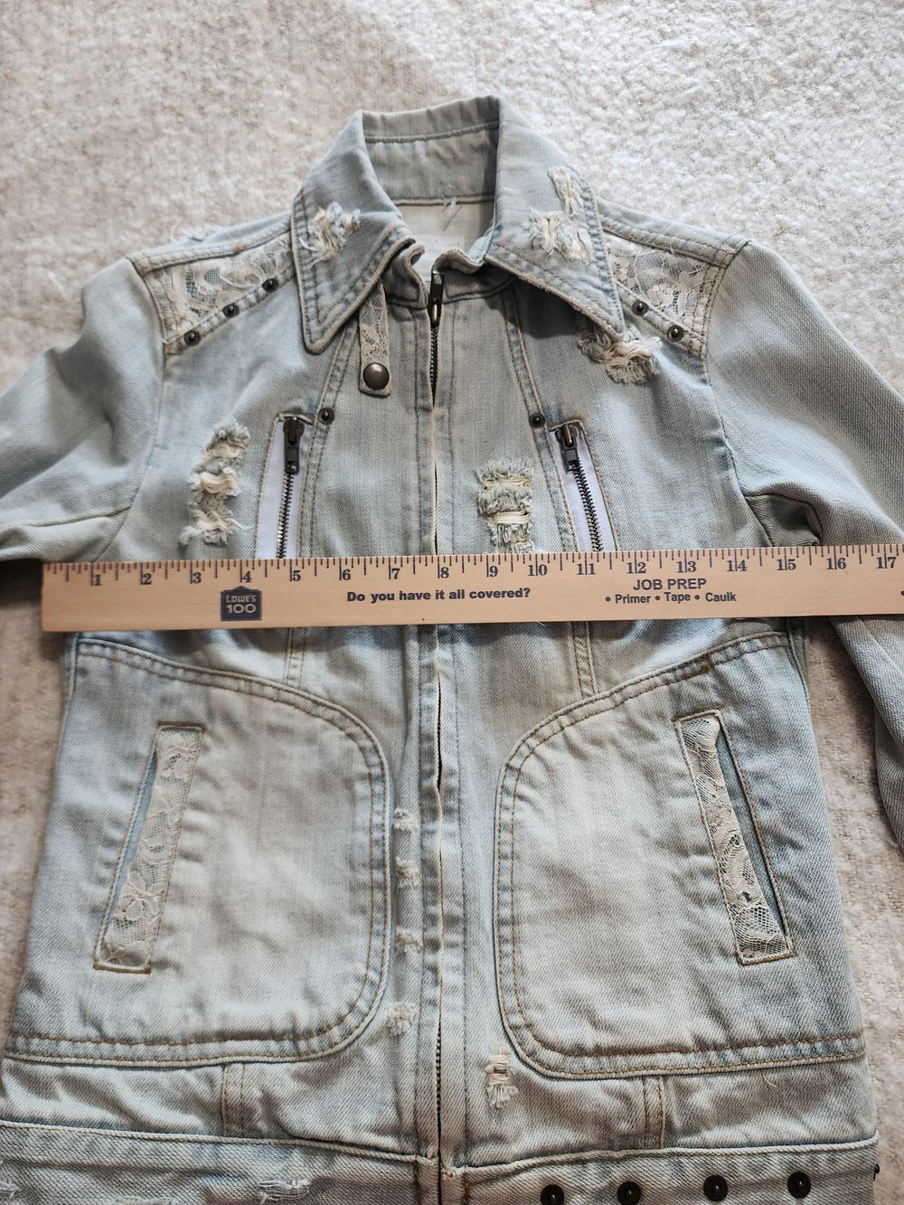 Forever Love Distressed Denim Y2K JacLight Wash Distressed Denim Jacket - Women